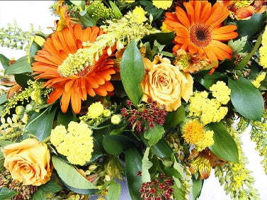 Single Ended Orange Flowers  Funeral Spray
