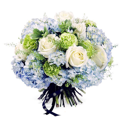 New Baby Boy Gift Set with Flowers Bouquet and Bear